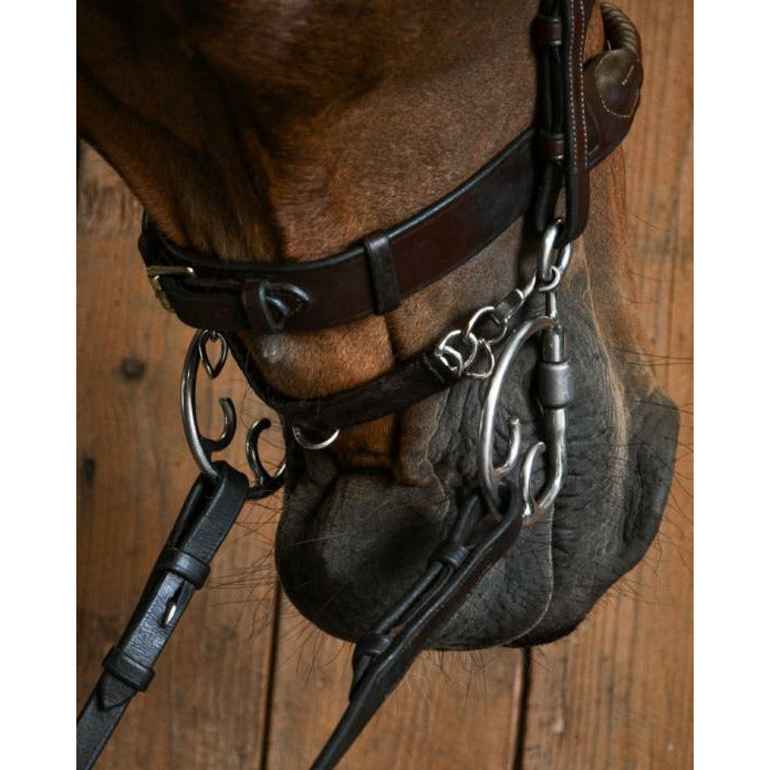 Fager Chain Curb Strap In Leather Brown