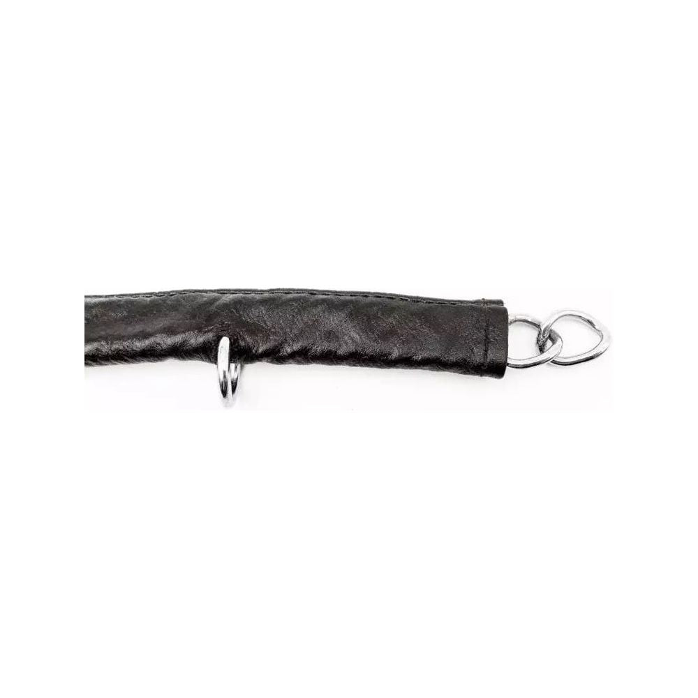 Fager Chain Curb Strap In Leather Black