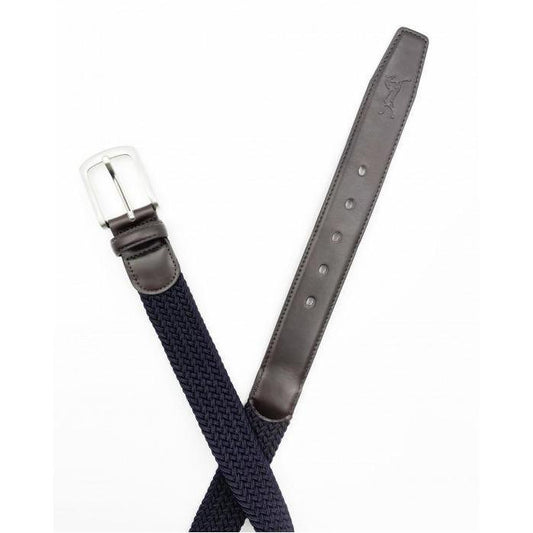 Fager Elastic Leather Belt Brown/Navy